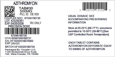 Label (68094 799 30 Azithromycin 500mg 67046 1607 30)